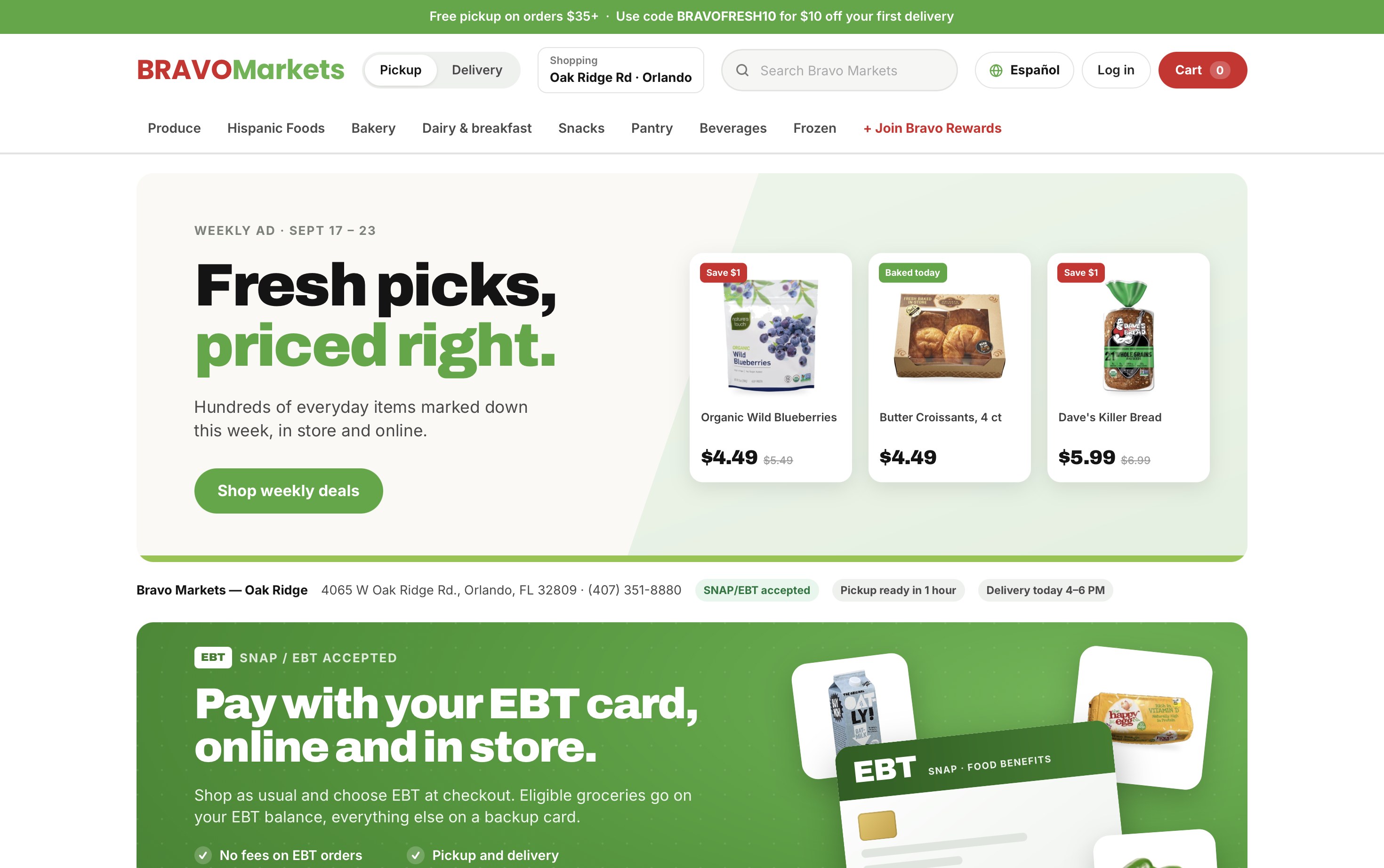 A grocer's own ordering site on OPA with weekly deals, pickup and delivery, and SNAP/EBT accepted