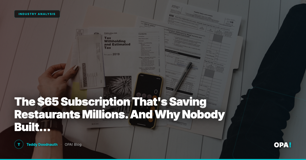 The $65 Subscription That's Saving Restaurants Millions. And Why Nobody Built It Sooner.